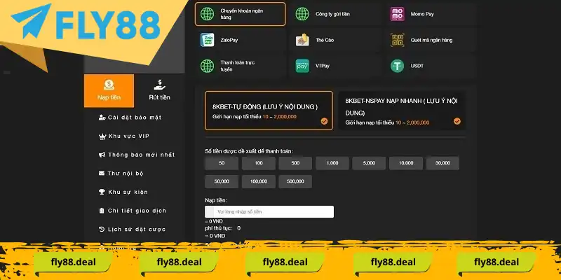 Nạp tiền qua ngân hàng điện tử đơn giản và an toàn Nạp tiền Fly88 qua ngân hàng điện tử đơn giản và an toàn